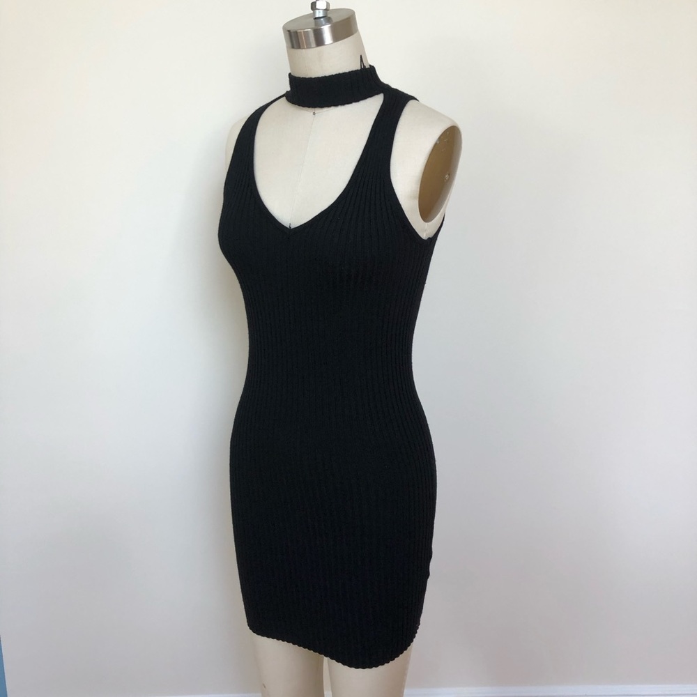 LF Ribbed Black Bodycon Dress